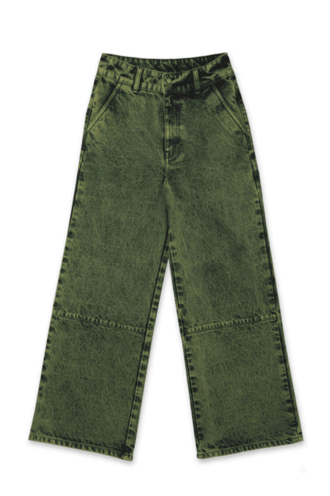 green washed wide leg jeans