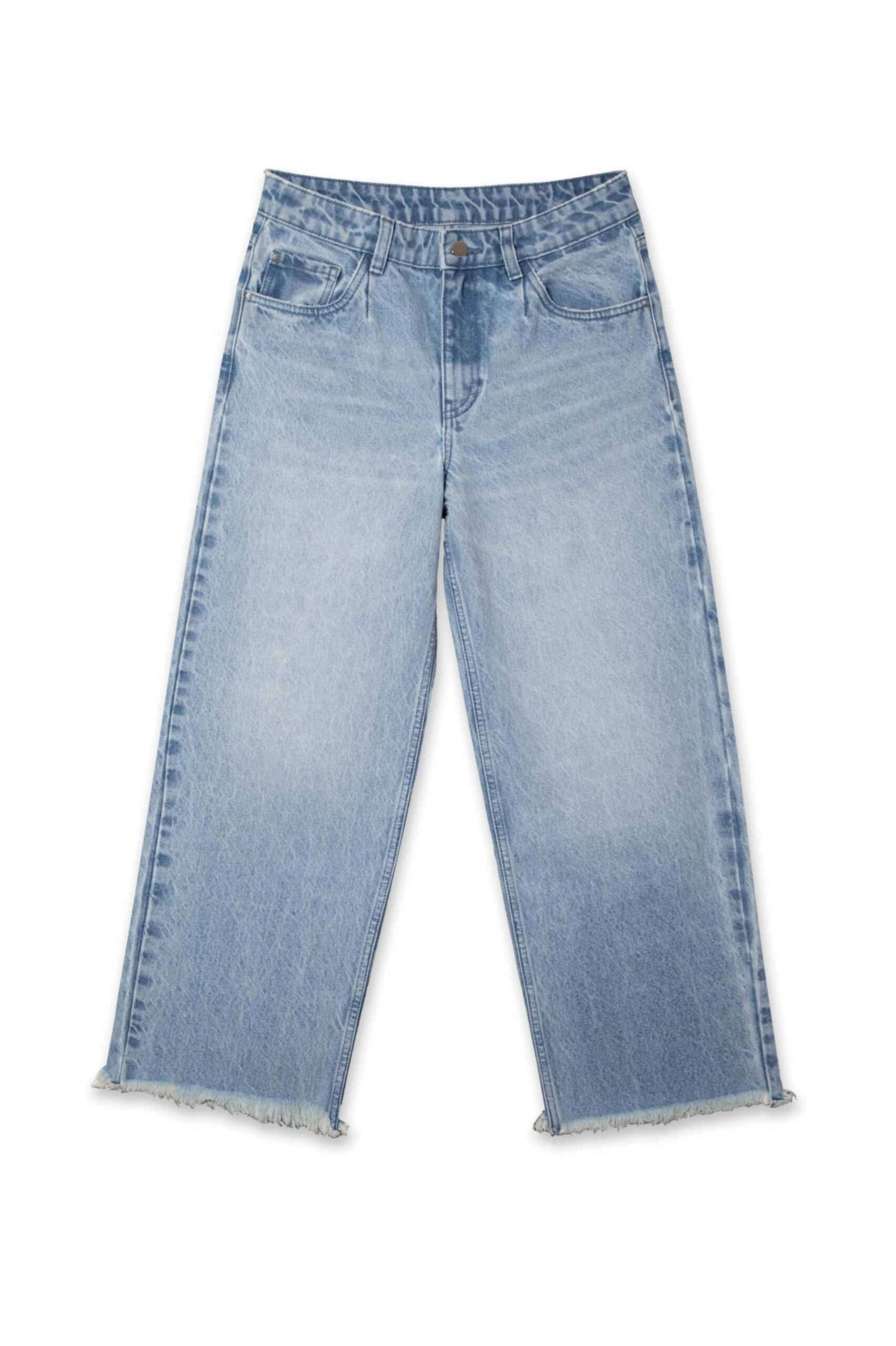indigo crop loose fit jeans