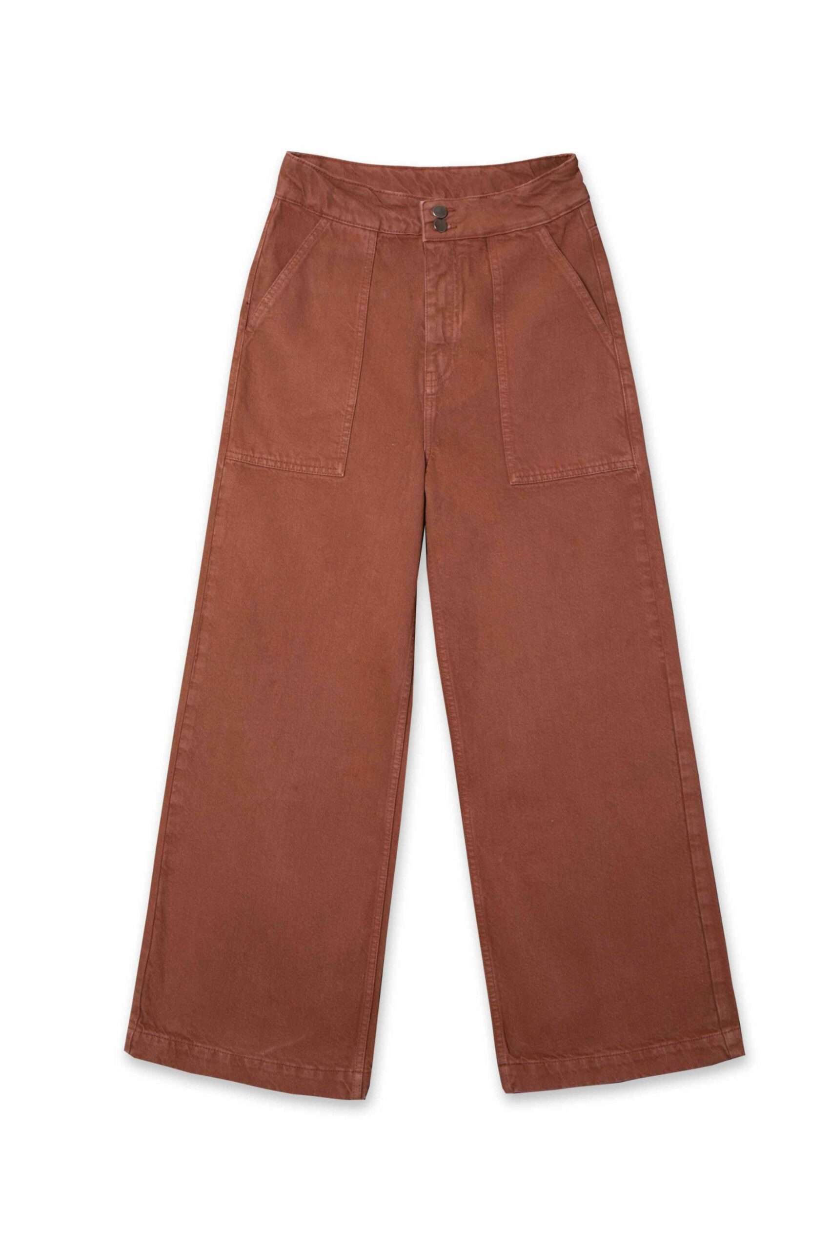 overdyed brown wide leg jeans